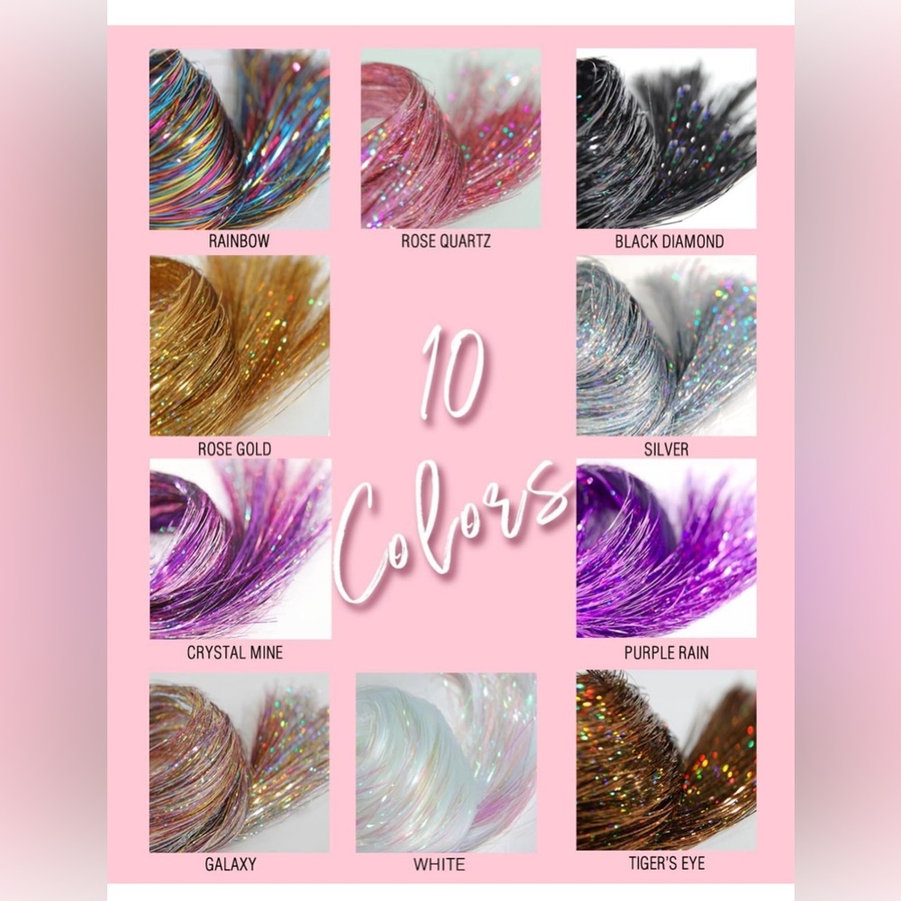 New Sparkle Tinsel hair extensions clip in glitter Purple Fairy 55 cm 22” 6 nib